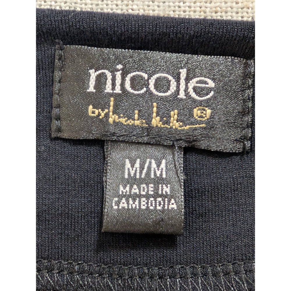 Nicole By Nicole Miller Black Sheath V-Neck Midi Dress M - Picture 4 of 8